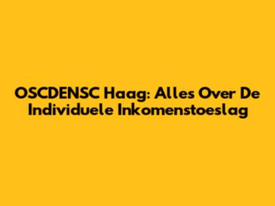 OSCDENSC Haag: Alles Over De Individuele Inkomenstoeslag