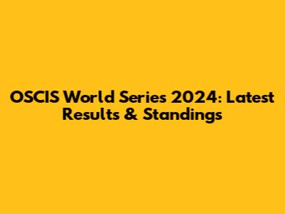 OSCIS World Series 2024: Latest Results & Standings