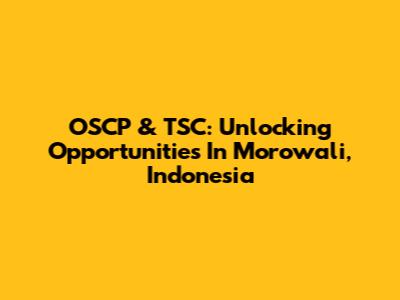 OSCP & TSC: Unlocking Opportunities In Morowali, Indonesia