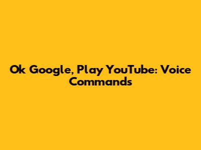 Ok Google, Play YouTube: Voice Commands