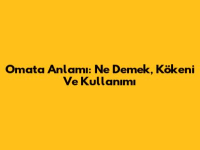 Omata Anlamı: Ne Demek, Kökeni Ve Kullanımı