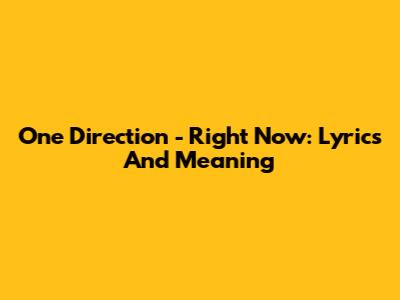 One Direction - Right Now: Lyrics And Meaning