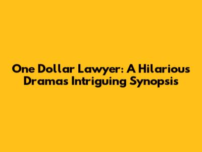One Dollar Lawyer: A Hilarious Drama's Intriguing Synopsis