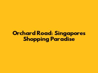 Orchard Road: Singapore's Shopping Paradise