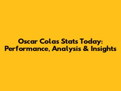 Oscar Colas Stats Today: Performance, Analysis & Insights