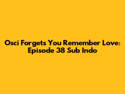 Osci Forgets You Remember Love: Episode 38 Sub Indo