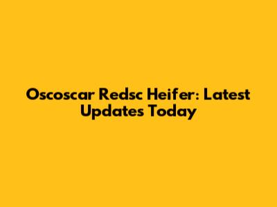 Oscoscar Redsc Heifer: Latest Updates Today