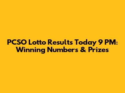 PCSO Lotto Results Today 9 PM: Winning Numbers & Prizes