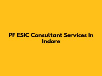 PF ESIC Consultant Services In Indore