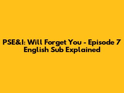 PSE&I: Will Forget You - Episode 7 English Sub Explained