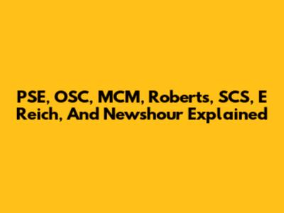 PSE, OSC, MCM, Roberts, SCS, E Reich, And Newshour Explained