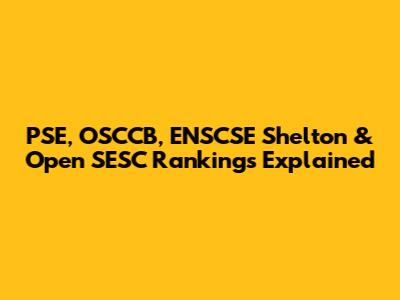 PSE, OSCCB, ENSCSE Shelton & Open SESC Rankings Explained