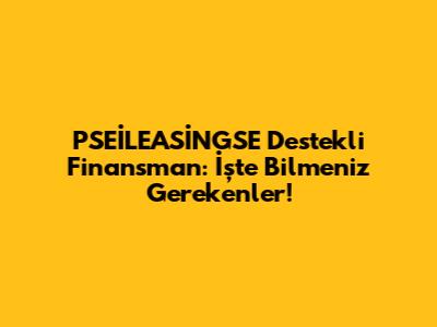 PSEİLEASİNGSE Destekli Finansman: İşte Bilmeniz Gerekenler!