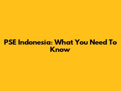 PSE Indonesia: What You Need To Know