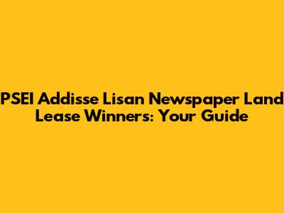 PSEI Addisse Lisan Newspaper Land Lease Winners: Your Guide