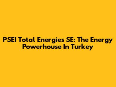 PSEI Total Energies SE: The Energy Powerhouse In Turkey
