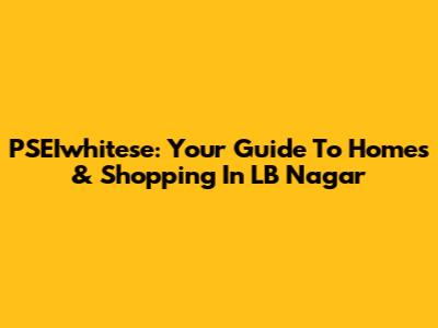 PSEIwhitese: Your Guide To Homes & Shopping In LB Nagar