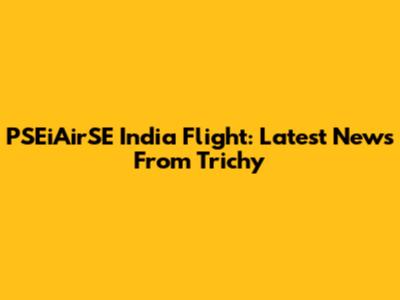 PSEiAirSE India Flight: Latest News From Trichy