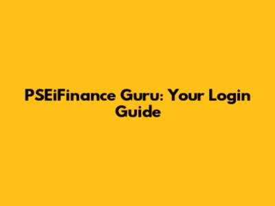 PSEiFinance Guru: Your Login Guide