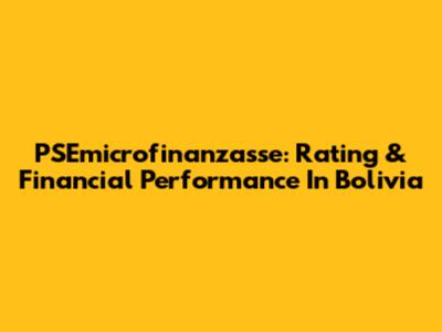 PSEmicrofinanzasse: Rating & Financial Performance In Bolivia