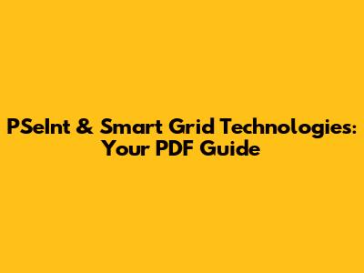 PSeInt & Smart Grid Technologies: Your PDF Guide