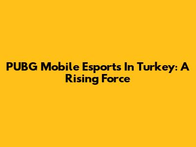 PUBG Mobile Esports In Turkey: A Rising Force