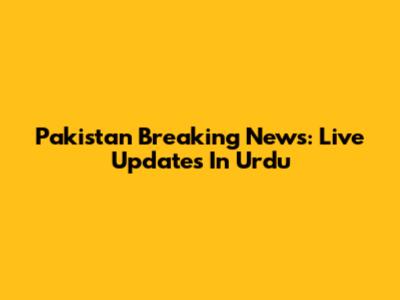 Pakistan Breaking News: Live Updates In Urdu