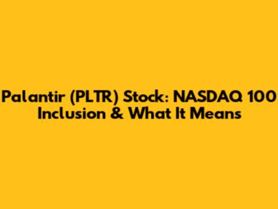 Palantir (PLTR) Stock: NASDAQ 100 Inclusion & What It Means
