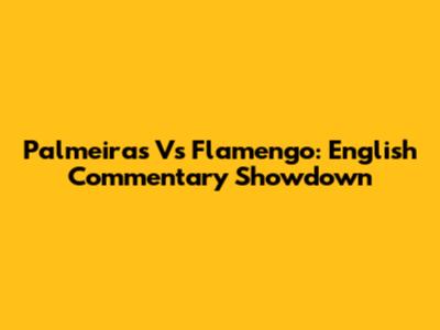 Palmeiras Vs Flamengo: English Commentary Showdown