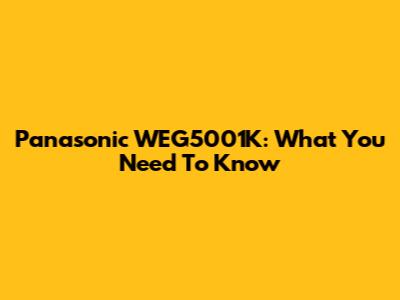 Panasonic WEG5001K: What You Need To Know
