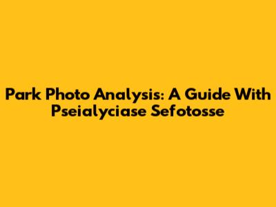 Park Photo Analysis: A Guide With Pseialyciase Sefotosse