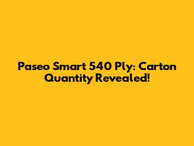 Paseo Smart 540 Ply: Carton Quantity Revealed!