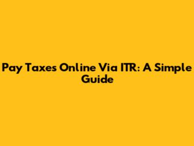 Pay Taxes Online Via ITR: A Simple Guide