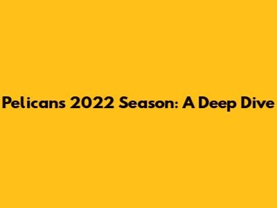 Pelicans 2022 Season: A Deep Dive
