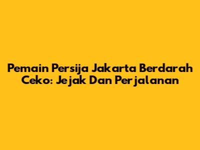 Pemain Persija Jakarta Berdarah Ceko: Jejak Dan Perjalanan