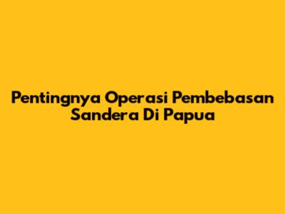 Pentingnya Operasi Pembebasan Sandera Di Papua