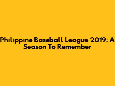 Philippine Baseball League 2019: A Season To Remember