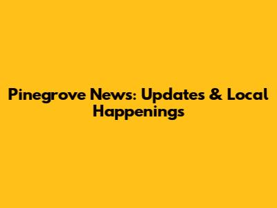 Pinegrove News: Updates & Local Happenings