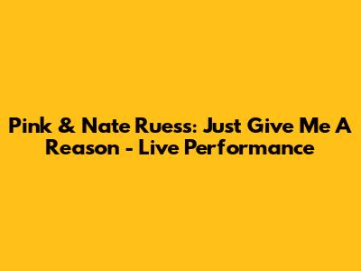 Pink & Nate Ruess: Just Give Me A Reason - Live Performance