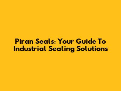 Piran Seals: Your Guide To Industrial Sealing Solutions