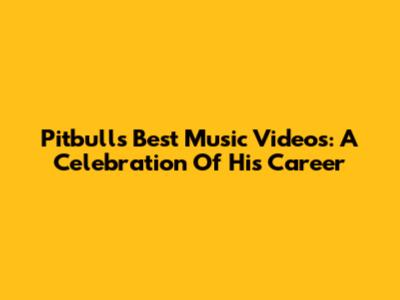 Pitbull's Best Music Videos: A Celebration Of His Career