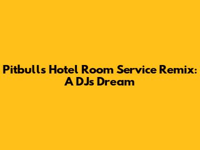 Pitbull's Hotel Room Service Remix: A DJ's Dream