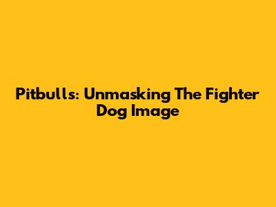 Pitbulls: Unmasking The "Fighter Dog" Image