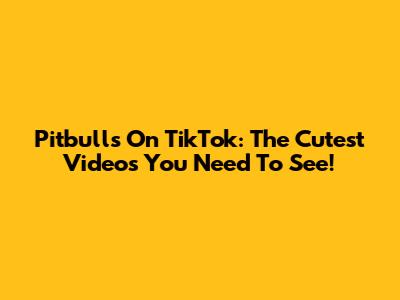 Pitbulls On TikTok: The Cutest Videos You Need To See!