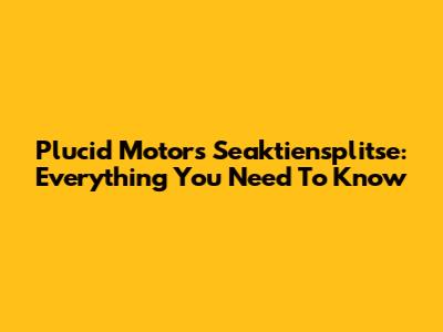 Plucid Motors Seaktiensplitse: Everything You Need To Know