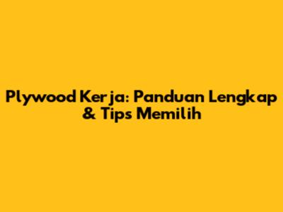 Plywood Kerja: Panduan Lengkap & Tips Memilih