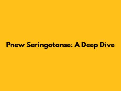 Pnew Seringotanse: A Deep Dive
