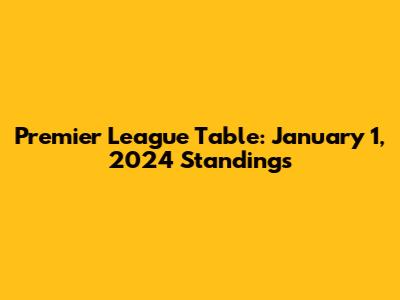 Premier League Table: January 1, 2024 Standings