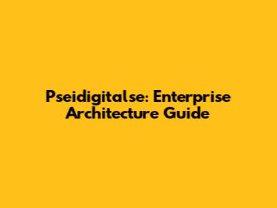 Pseidigitalse: Enterprise Architecture Guide