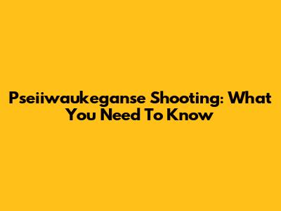 Pseiiwaukeganse Shooting: What You Need To Know